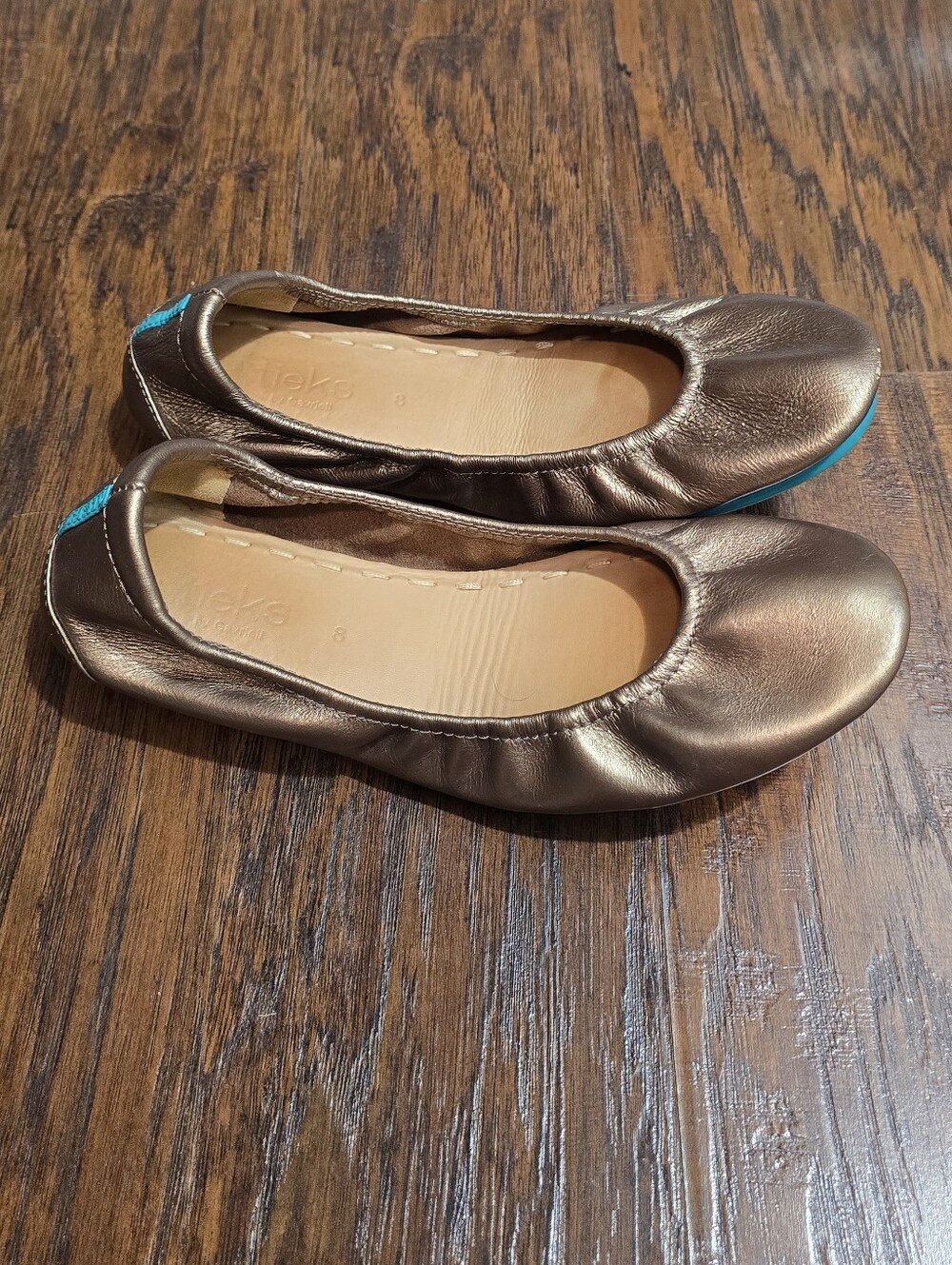 Tieks Gavrieli Women's Sz 8 Metallic Copper Brown Glam Ballet Flats Leather Chic